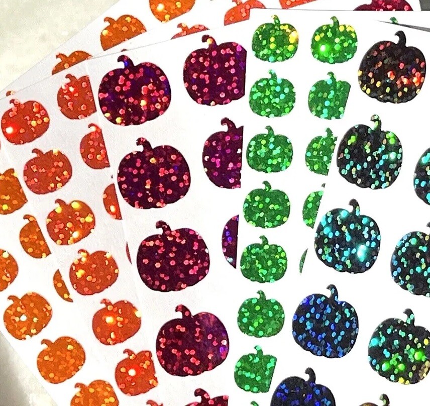 Sparkle Pumpkin Sticker Sheet! – Choose a Size & Color – Cute for Fall Crafts!