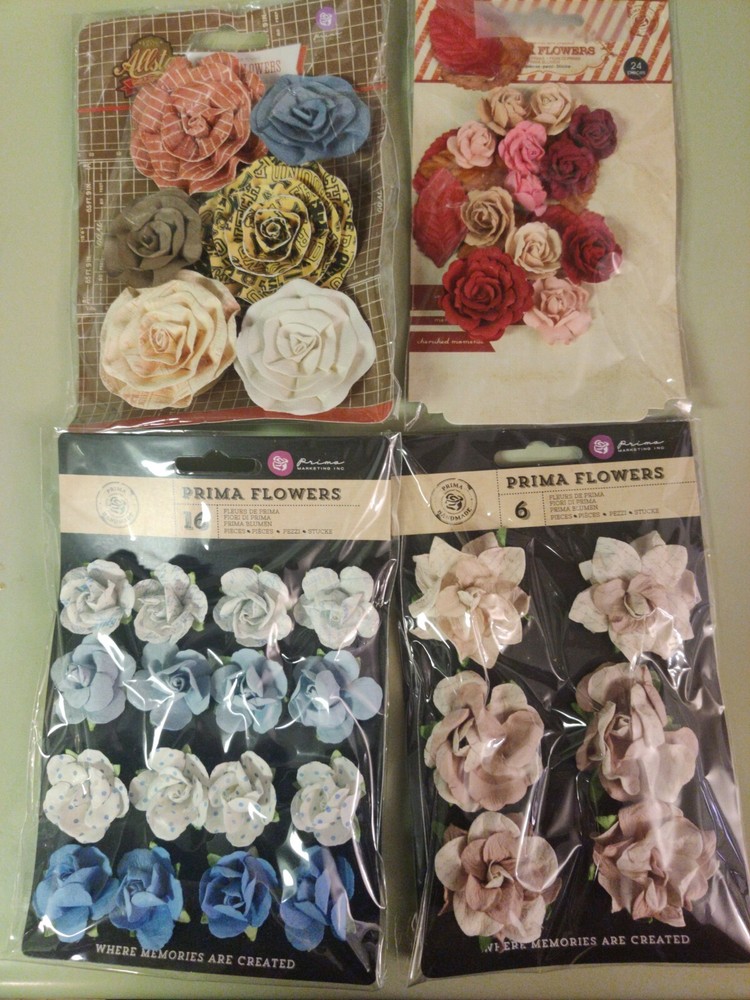 New 4 pkg Lot Prima Paper Flower Roses #41