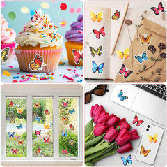 500 Pcs 1.5 Inch Colorful Butterfly Stickers Self-Adhesive Label Decals
