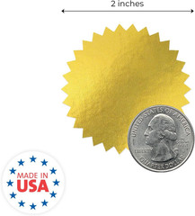 Shiny Gold Foil Starburst Seal Stickers / 500 Sun Star Shape Blank Gold Embossin