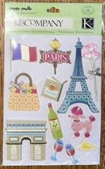 K&COMPANY Happy Trails Travel To Paris Purse Wine Tower Poodle Flag Vacation Pie