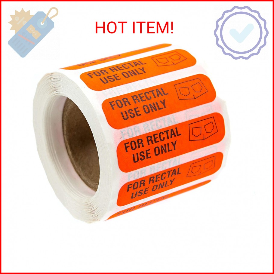 Red for Rectal Use Only Stickers / 500 Small Labels / 0.375″ x 1.5″ Fluorescent