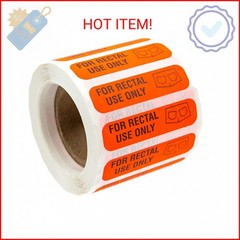 Red for Rectal Use Only Stickers / 500 Small Labels / 0.375″ x 1.5″ Fluorescent