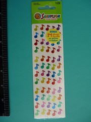 Sandylion Prismatic Stickers MUSICAL NOTES Sealed Pkg (2) Sheet