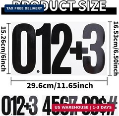 9 Sheets Large 6 Inch Number Stickers 0-9 Numbers, Self Adhesive and Waterproof