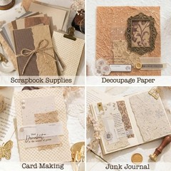 30 Pcs Vintage Textured Scrapbook Paper & Mesh, Junk Journal Supplies, Crafting