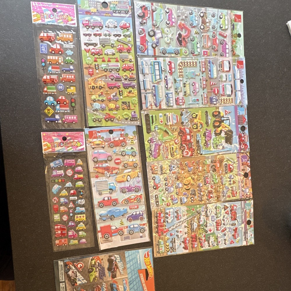 Vehicles & Transportation Stickers Lot Assorted Sticker Sheets Multicolor