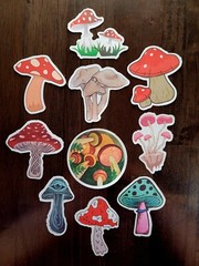 STICKERS x 10 Red Mushroom Garden Forest Mushrooms Third Eye Delic FEBG4