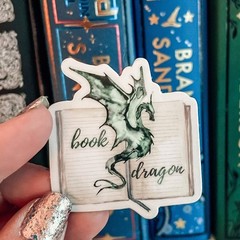 Green Book Dragon Watercolor Sticker – Fantasy & Mythical Vinyl Decal