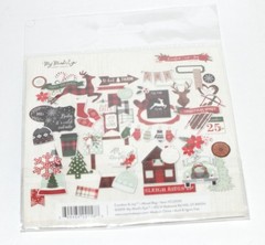 Christmas Ephemera Recollections Stickers My Minds Eye Die Cut Shapes Holly E135