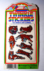 NOS Vintage 80s Prismatic Twinkle Stickers tiger Sparkle Glimmer Imperial