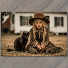 STICKER Prairie Girl Black Cat Autumn Rustic Farmhouse Witchy Cottagecore Vibe
