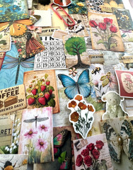 #776 – 100+ PCS VINTAGE FLORAL SCRAPBOOK JUNK JOURNAL KIT / LOT – REAL EPHEMERA