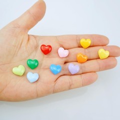 FAZHBARY 120 PCS Colorful Heart Resin 0.53 x 0.47 x 0.23 inches, Multi Color