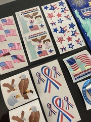 Vintage SANDYLION Patriotic 4th July USA Red White Blue Stickers Lot Flag