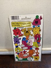1971 SCRATCH N SNIFF MR. MEN AND LITTLE MISS STICKERS SEE THRU MARK 1 Mr. Happy