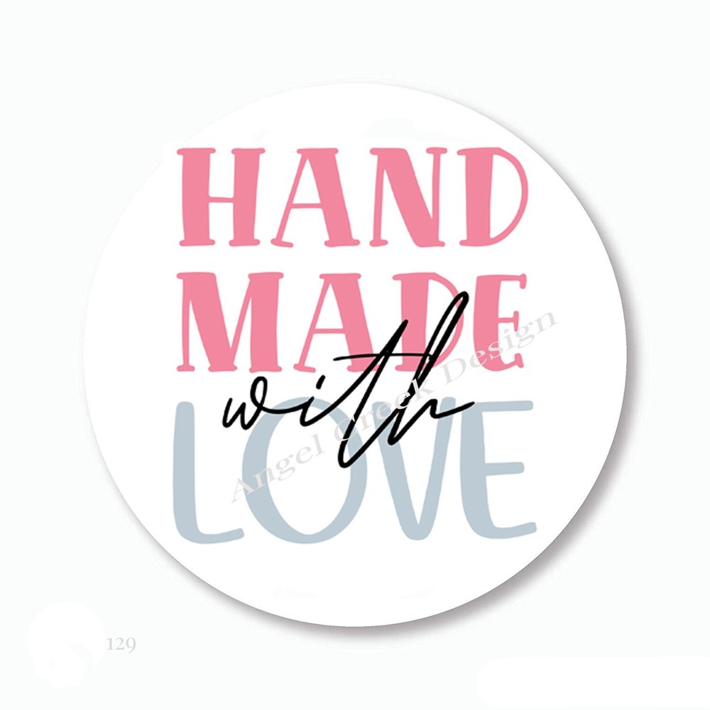 HANDMADE WITH LOVE SCRAPBOOK STICKERS FAVORS ENVELOPE SEALS HAND MADE LABELS