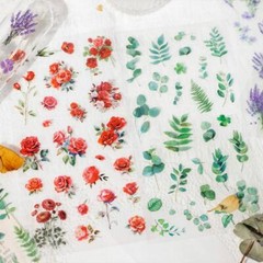 Pressed Flowers PET Flat Stickers Journal Card Seal Resin Art Scrapbook Sticker