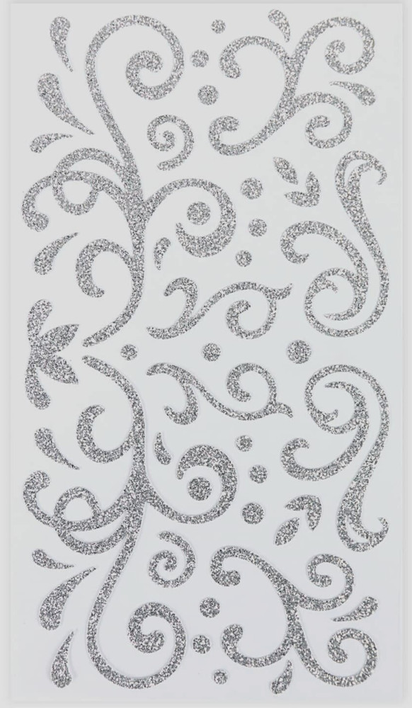 Swirl Swirls Flourish Bling Silver Glitter Accents Recollections Stickers