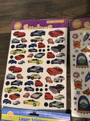 Lot Of 6 Vintage Style Sticker Sheets Golden Laser Holographic Cars Planes Robot