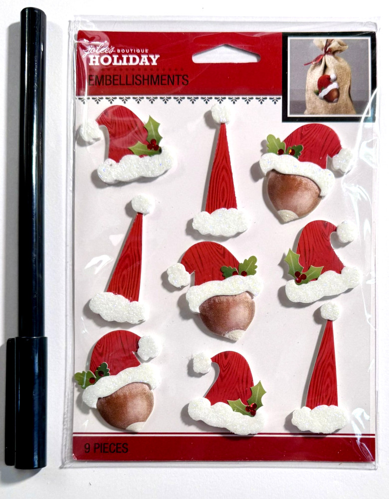 Christmas Hats Acorn Jolee’s Stickers Scrapbooking Card Journal Planner