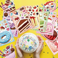 24 Sheets Make a Cake Sticker for Kids, Make Your Own Dessert Mix and Match Stic