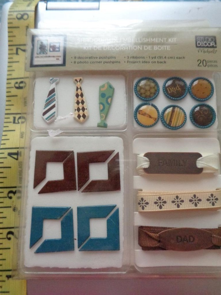 Studio Decor Shadowbox Embellishment Kit Dad Pushpins Scrapbooking Cards Crafts