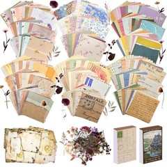 565 Pcs Vintage Scrapbook Paper Kit with Flower Stickers, Retro Journaling Suppl