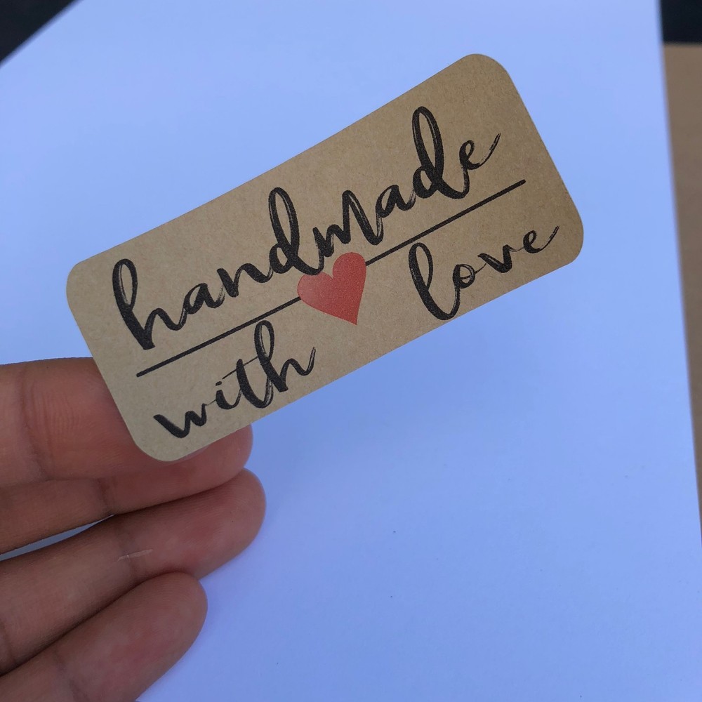 24 pieces Handmade with Love Kraft Stickers