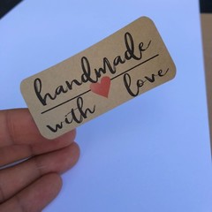 24 pieces Handmade with Love Kraft Stickers
