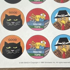 Lot of 2 Vintage Scholastic Sticker Sheets 1986 1987 Teacher Rewards Retro 80s