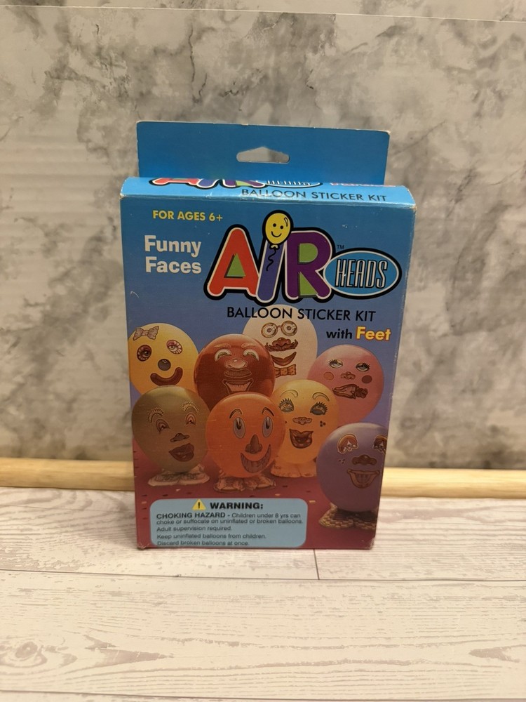 VTG 1980s funny faces AirHeads balloon sticker kit with box – incomplete