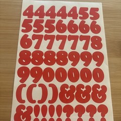 Vtg Red Alphabet Stickers 4 Sheets Used Capital Lower Case Numbers Exclamation