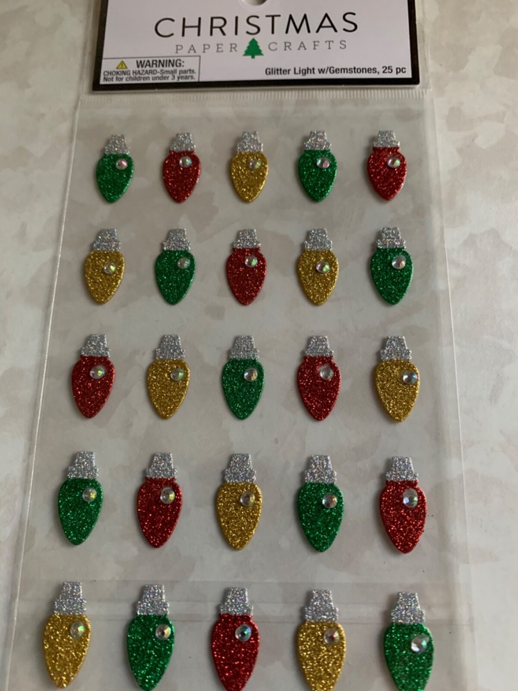 CHRISTMAS PAPER CRAFTS CHRISTMAS GLITTER LIGHTS W/GEMSTONES 25PCS XMAS LIGHTS