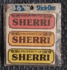 Property Of Sherri Stick-Ons Stickers Pack Of 36 Vintage 1978