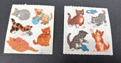 2 Vintage Sandylion Fuzzy Cats Stickers Kittens Yarn 2”x2” Mods
