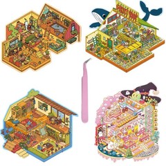 4 Sets Large Size 3D Miniature Scene Stickers,DIY House Sticker Therapy for A…