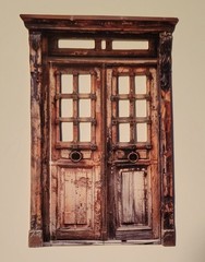 Retro Door Cardstock Sticker, 7PCS Vintage Courtyard Ephemera for Scrapbooking
