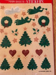 Vintage Hallmark Mary Hamilton Baby Angel Stickers Glitter-trumpeter Angel