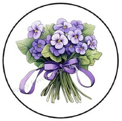 BOUQUET OF VIOLETS FLOWERS ENVELOPE SEALS LABELS STICKERS PARTY FAVORS