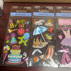 RECOLLECTIONS STICKERS HAPPY BIRTHDAY ,BALLERINA,fun In Sun Lot Of 4