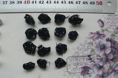 Satin Metallic ROSE Packs – 14 BLACK with Gold Trim – 15-17mm Across VerCFrnt