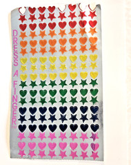 Vtg 80s Sandylion Dress A Finger Sticker Sheet Rainbow Stars Hearts Foil 1/4 in
