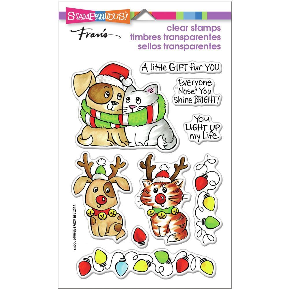 New Stampendous Rubber Stamp WINTER BRIGHT NOSE DOG CAT Christmas free USA ship