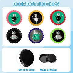 100 PCS Bottle Caps, 1″ Double Sided Printing Bottle Caps, Black