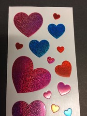 Heart Sticker Mod Vintage 80’s 90’s Glitter Glittery Red Pink Purple Blue Hearts