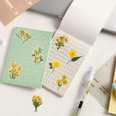 Pressed Flower Stickers 50-Pack, Transparent Yellow Waterproof Decals for Phone