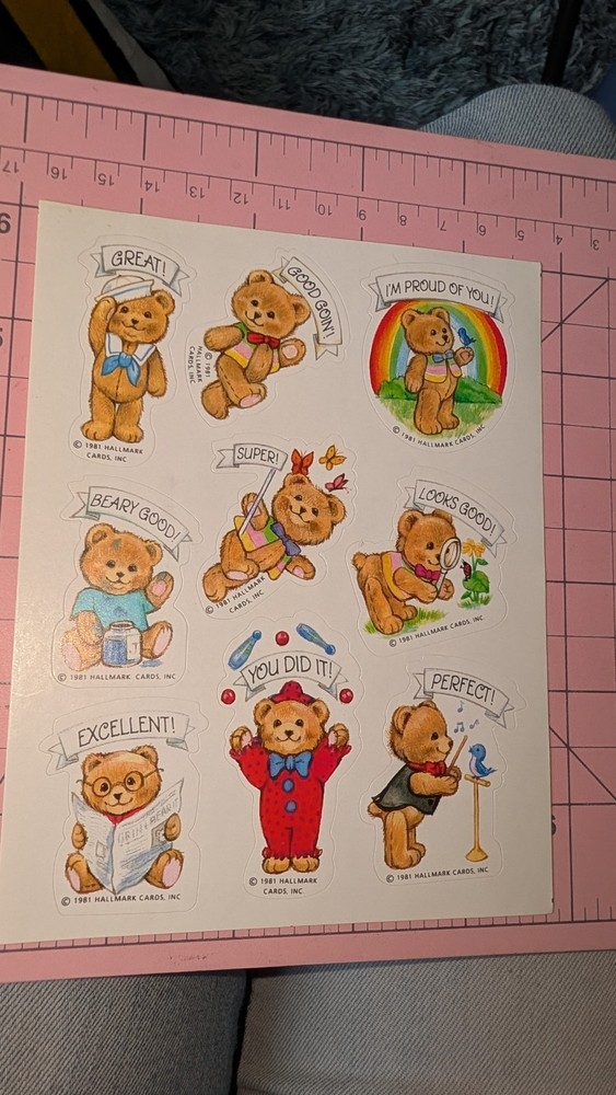 Vintage Hallmark Stickers Teddy Bears Rewards 1 sheet