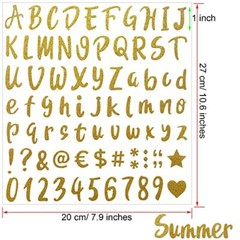 960 Pieces 12 Sheets Glitter Letter Stickers Self 1 Inch Glitter Gold / Silver