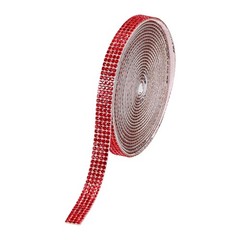 0.35 Inch Self Adhesive Rhinestone Strips 3 Yard for Crafts,Red